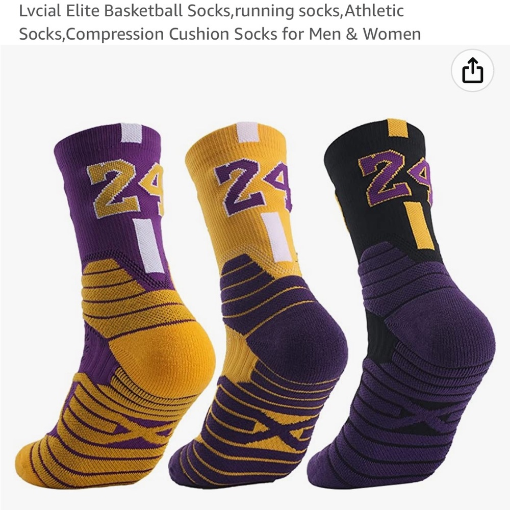 Purple and Yellow available Kobe 24 socks